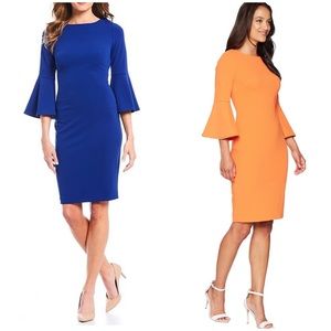 NWT-CALVIN KLEIN BELL SLEEVE SHEATH DRESS